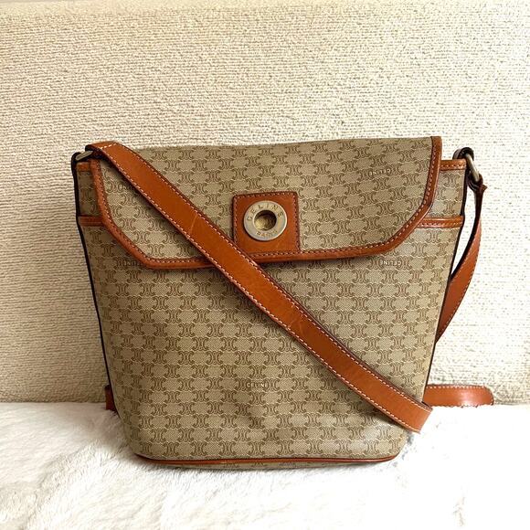 Celine Handbags - CELINE Macadam Coated Canvas and Leather Crossbody Bag